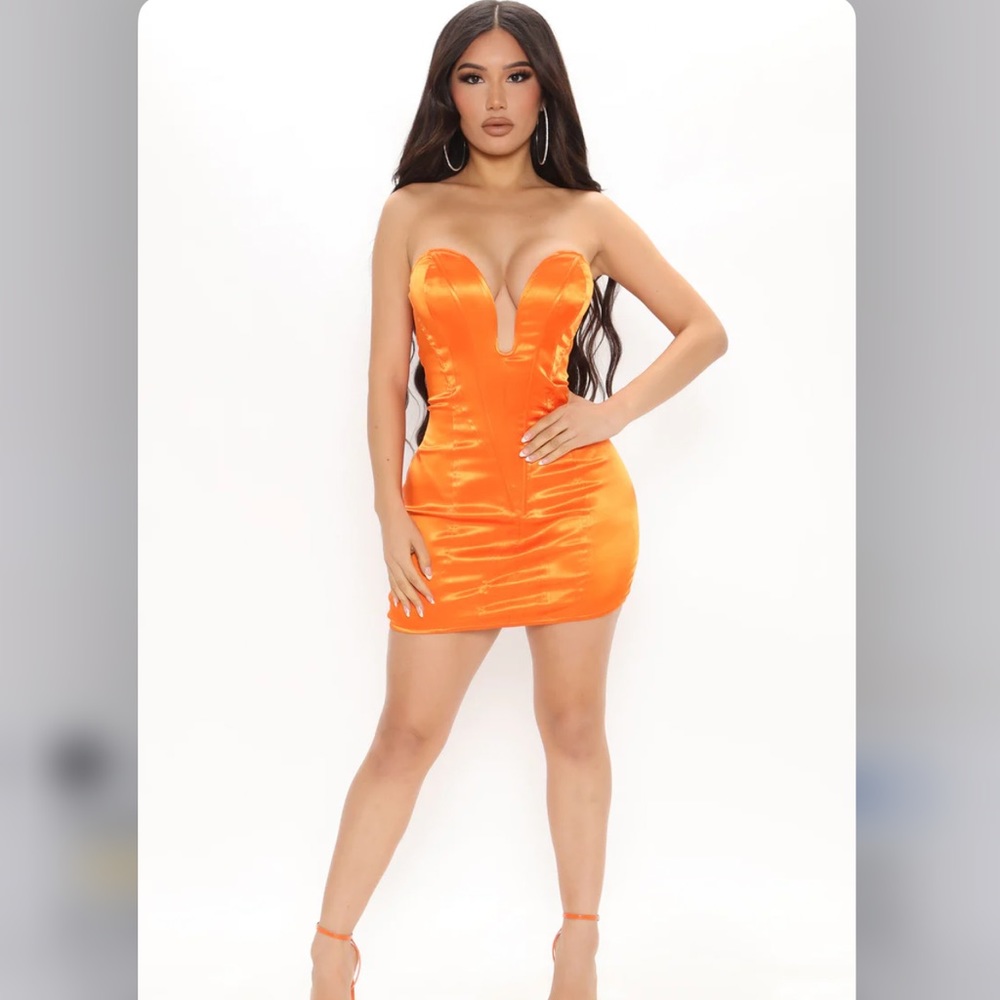 Orange fashion nova micro satin mini dress